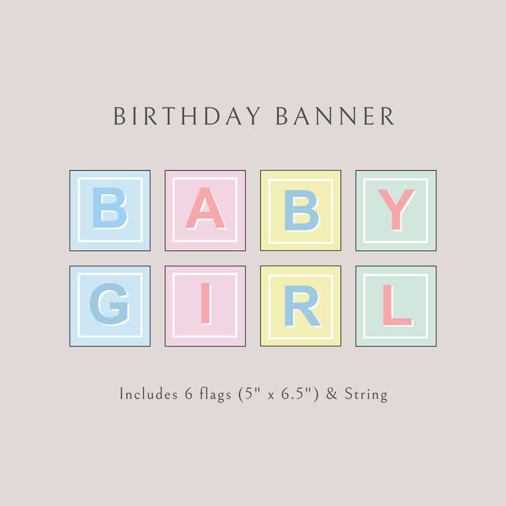 Baby Shower Banner Decor for Newborn Girl With Toy Blocks for wholesale by Design Sprinkles