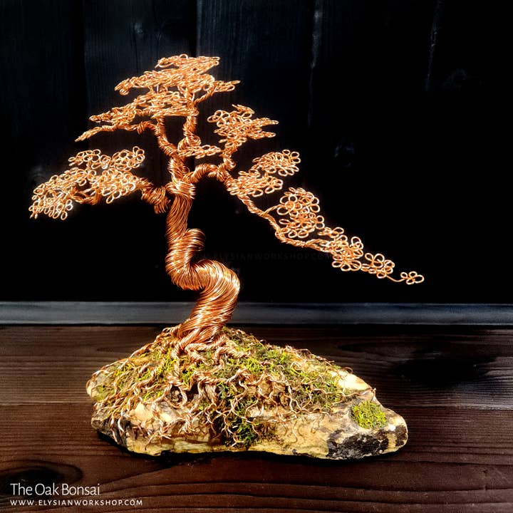 Oak Tree Copper Wire Tree on Ohko Dragon Stone for wholesale by Elysian Workshop