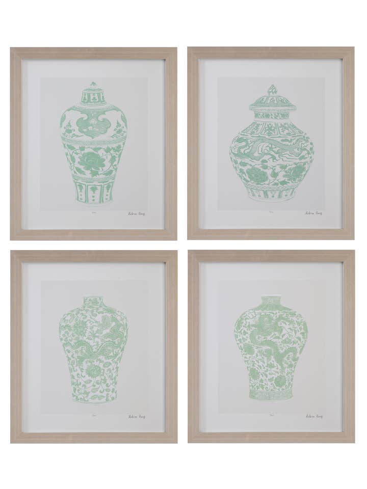 Mint Vases Framed Print Set of 4 for wholesale by Bassett Mirror Co