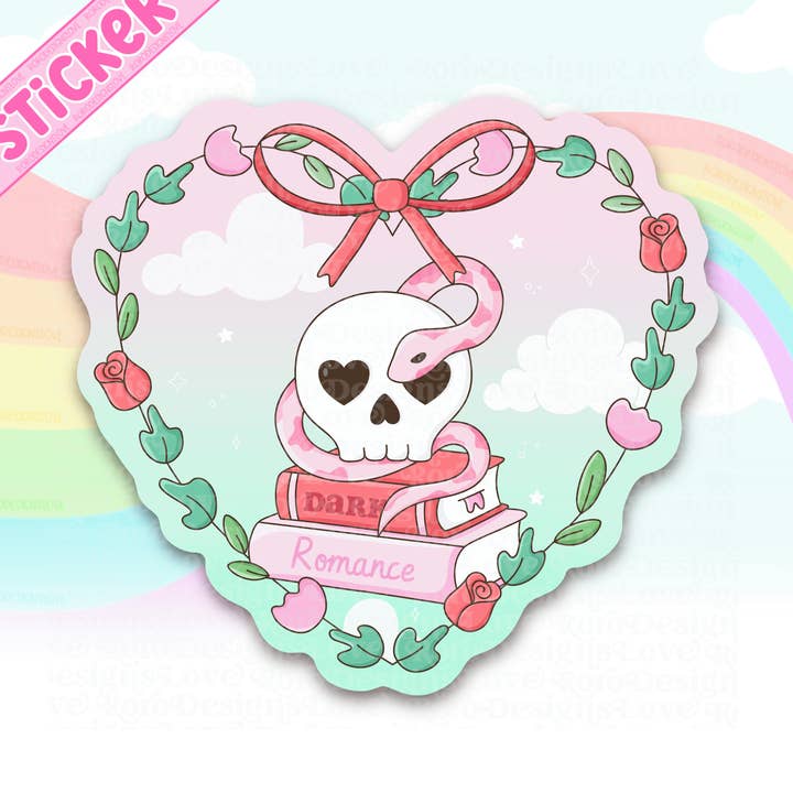 Autocollant cœur pastel de trope de livre de romance sombre pour Kindle pour la vente par RoroDesignsLove