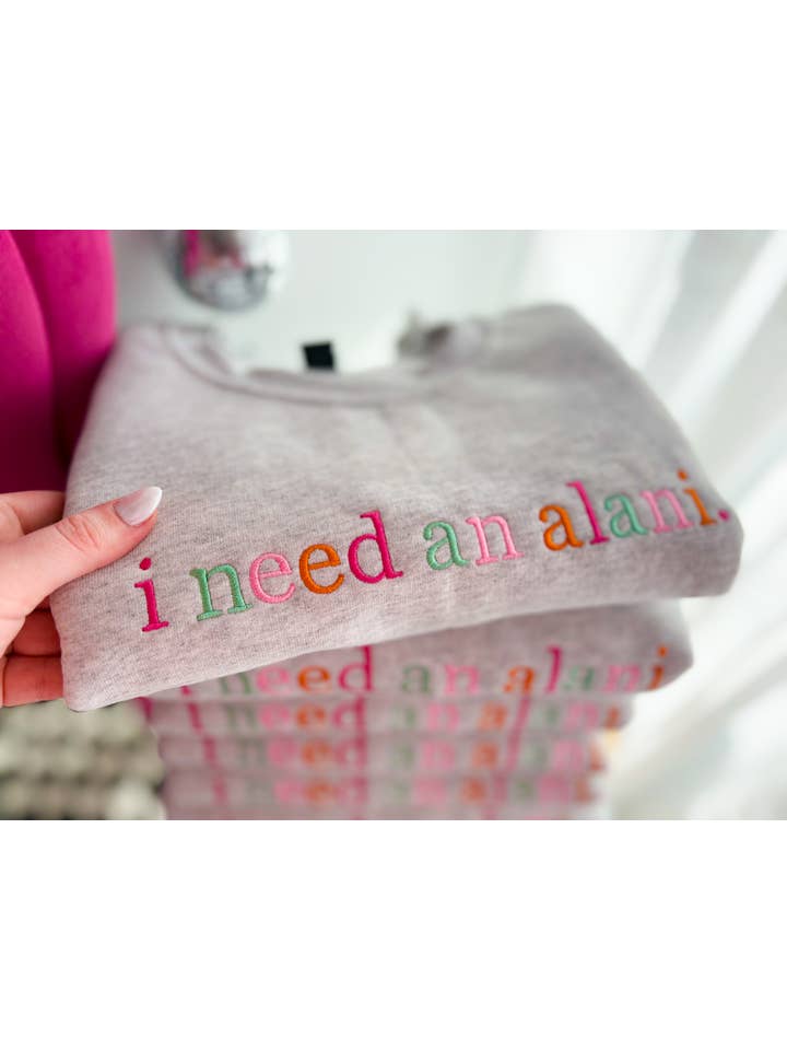 Graphic Tees & Co. - Wholesale Sweatshirt - Women's - i need a drink Embroidered Crewneck | Sweatshirt