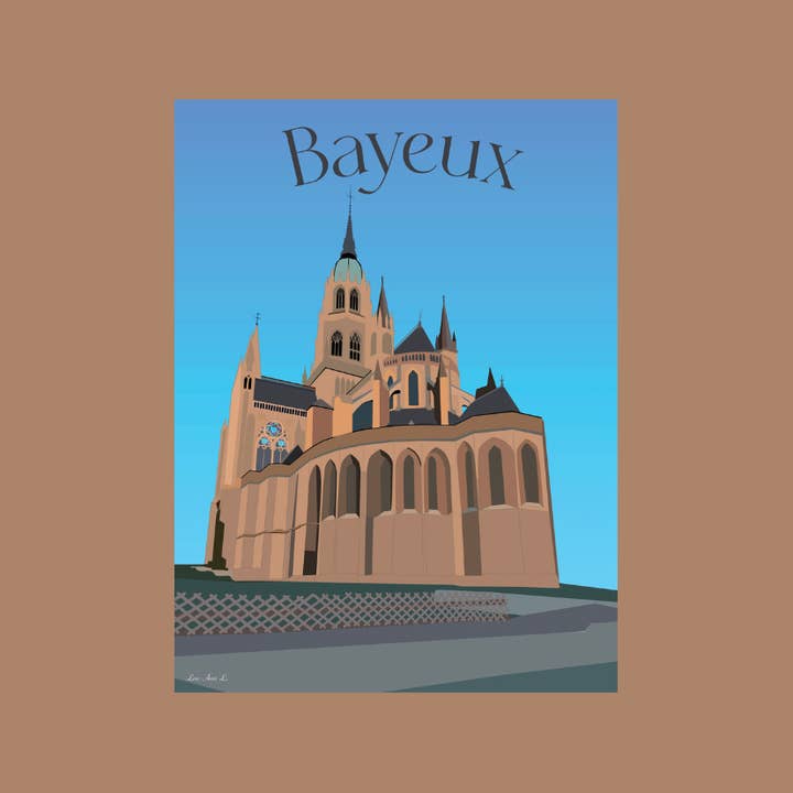 Illustration av Bayeux-katedralen 30x40 cm för wholesale av Esprit Cottage