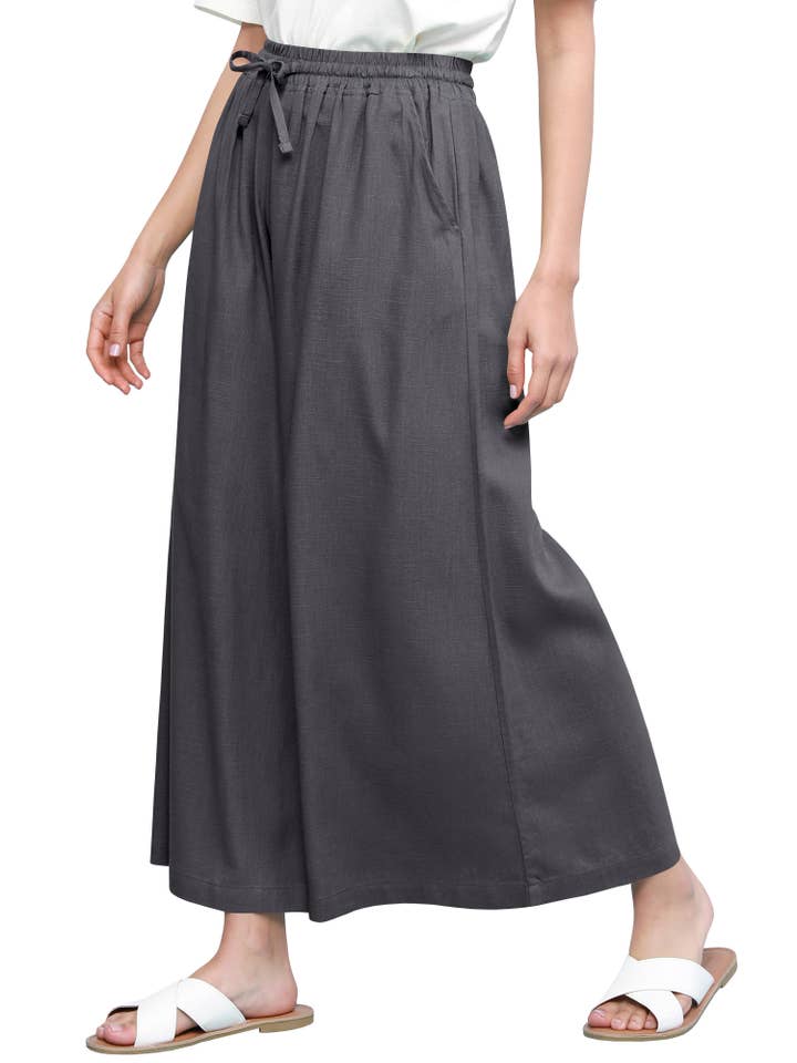 MBJ FASHION - Wholesale Pants - Women's - WB2283 Washed Linen Wide Leg Pocket Pant Draw String4
