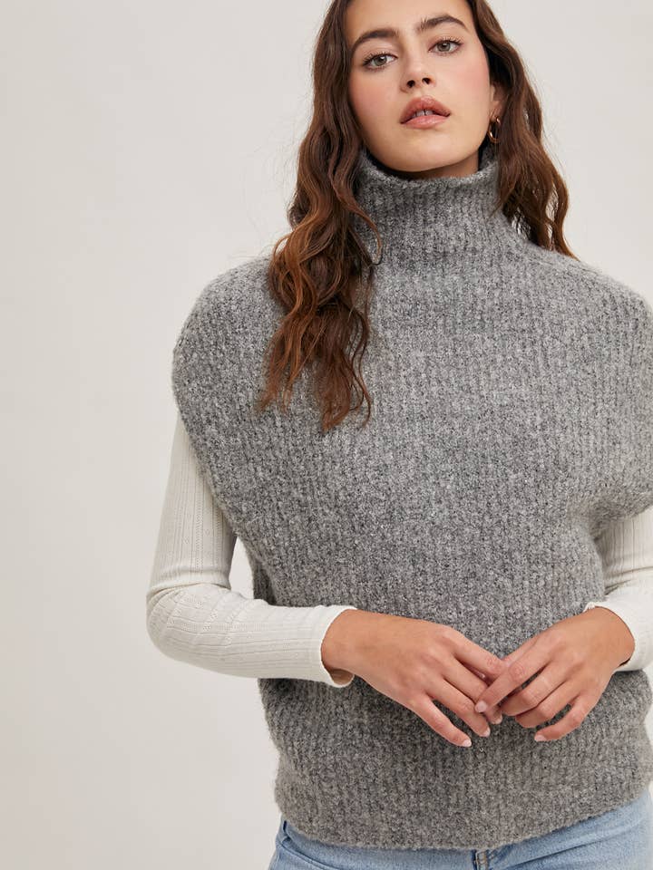 Bluivy - Wholesale Sweater Vest - Women's - TURTLENECK KNIT SWEATER VEST