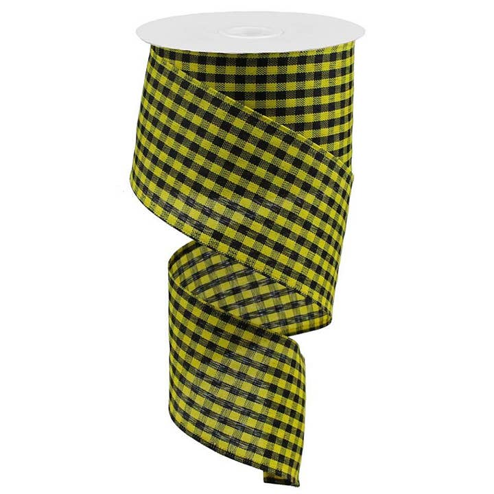 Trendy tree - Wholesale Ribbon - Gift Wrapping - 2.5" Yellow Black Gingham Check Ribbon RGA121257