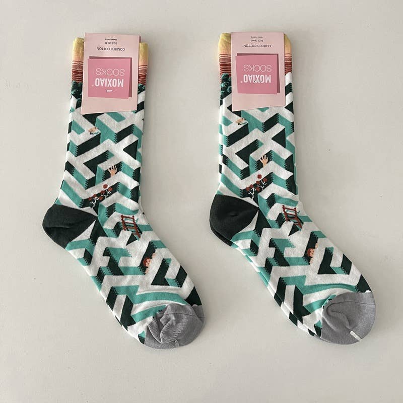 Tourtiwi - Wholesale Socks - Women's - Vintage Style Rose Floral Colored Crew Socks4