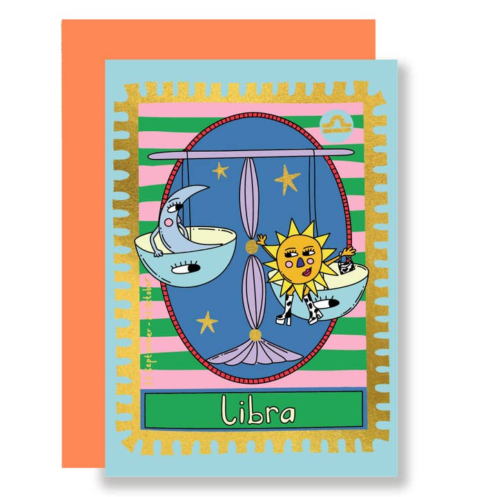 Zodiac- Libra - gold foil (NEW) for wholesale by Eat the Moon | Greeting cards and stationery