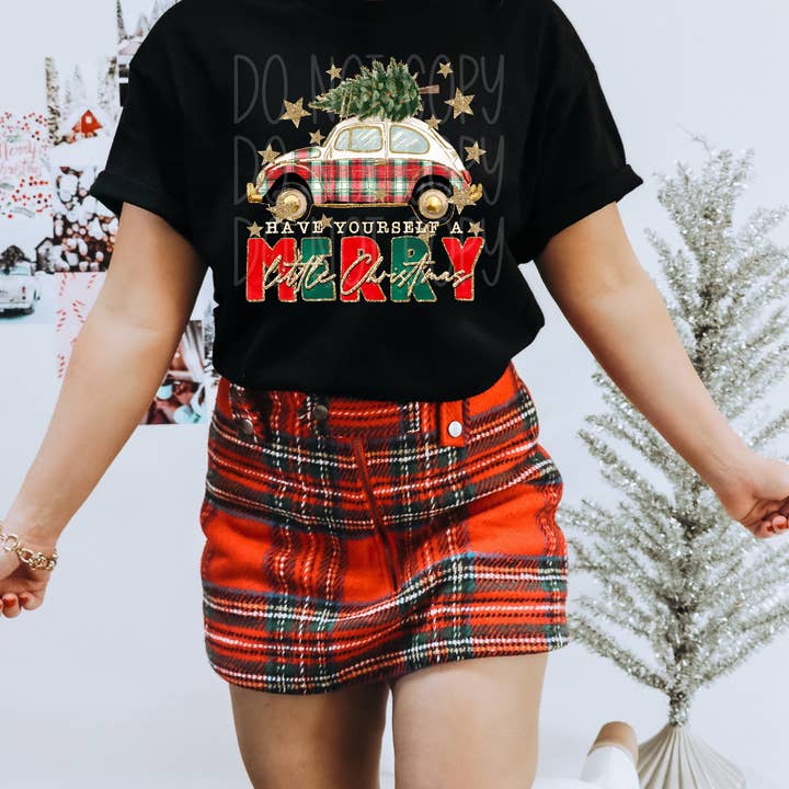 Have Yourself A Merry Little Christmas Plaid Car DTF Transfer for wholesale by K and M Designs