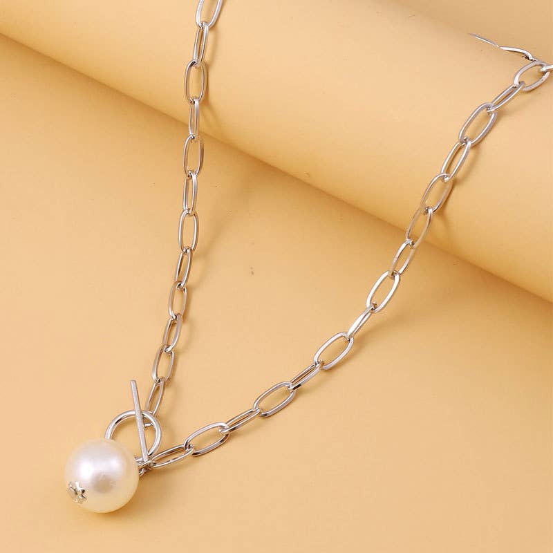 Gemscape UK – wholesale Pendant/charm necklace – Pearl Drop Chain Necklace (Gold & Silver)2