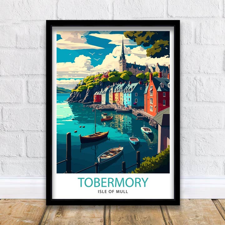 Tobermory Isle of Mull Travel Poster Scotland Wall Art Isle of Mull Illustration Travel Poster Tobermory Gift Scotland Home Decor for wholesale by InkNPrintz