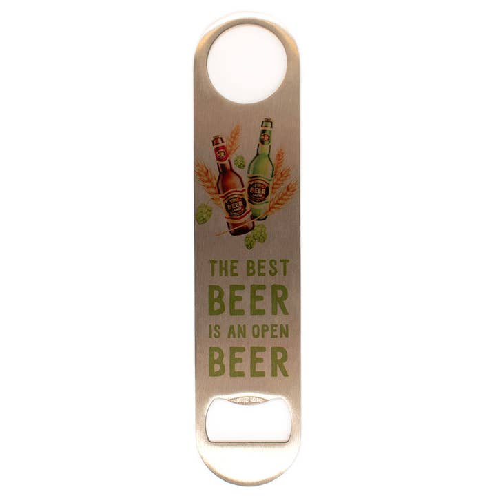 "The Best Beer Is An Open Beer" Bottle Opener for wholesale by Lucky Mfg. Co.