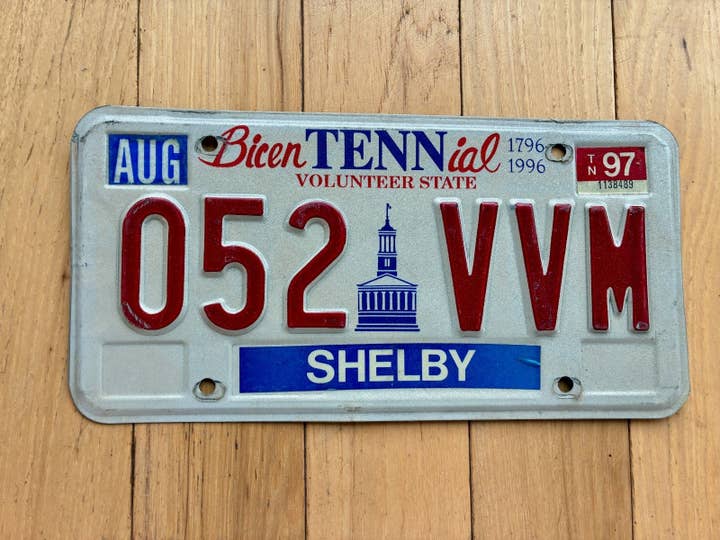 1997 Tennessee BicenTENNial Shelby County License Plate for wholesale by RusticPlates