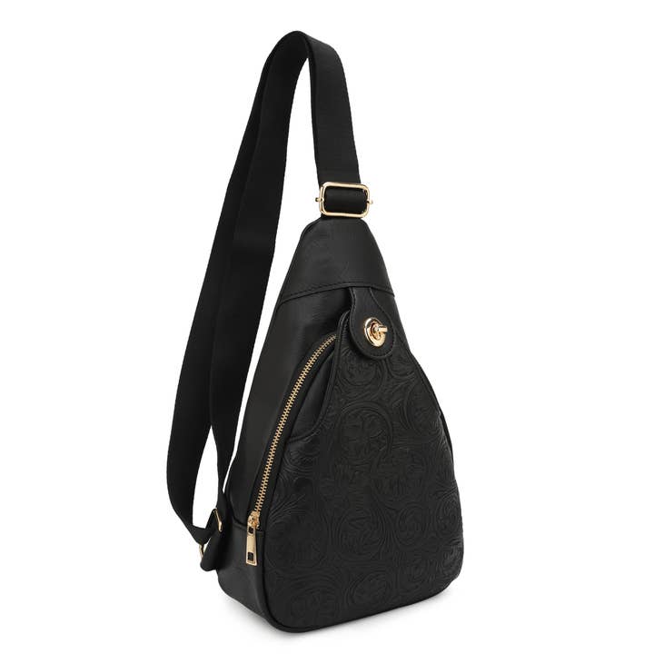KAYLA+AVA - Wholesale Crossbody Bag - Women's - Jacqueline Paisley Tooling Embossed Sling Bag with Turnlock