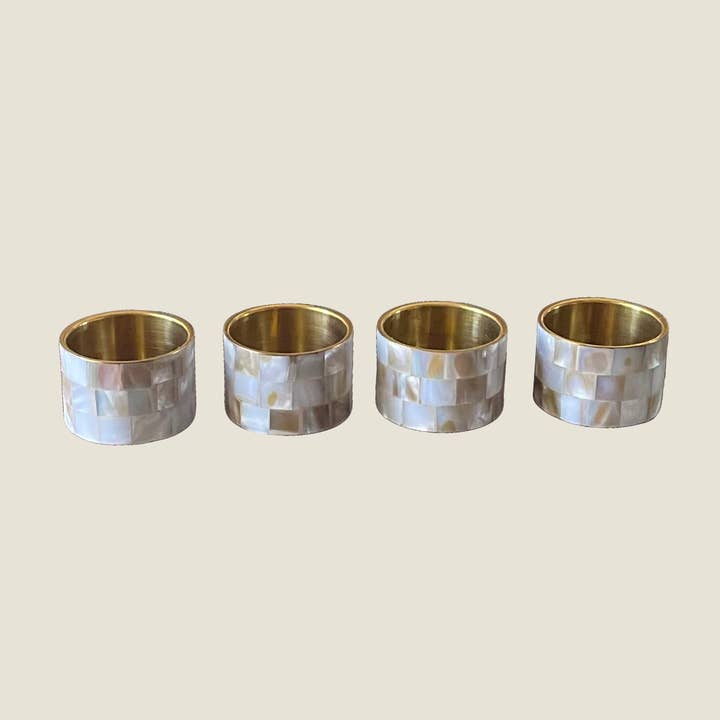Mother-of-Pearl Napkin Rings Set of 4 for wholesale by AMIMA HOME