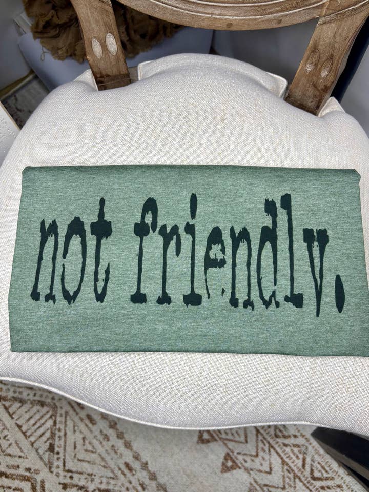Gildan Softstyle Olive Not Friendly (Sublimation T-Shirt) for wholesale on Faire