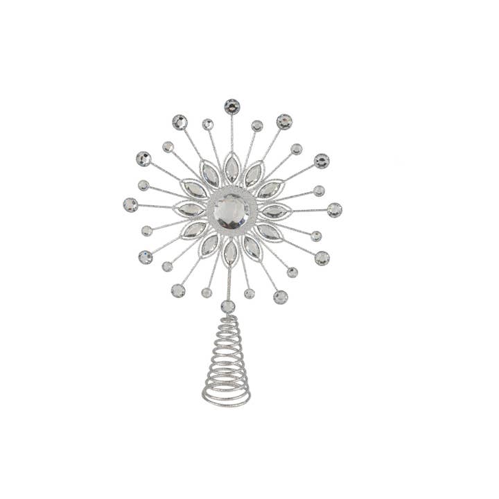 A45364 : Étoile de sapin en fil métallique avec gemmes transparentes, or, 33 cm pour la vente par Silver Tree Home & Holiday