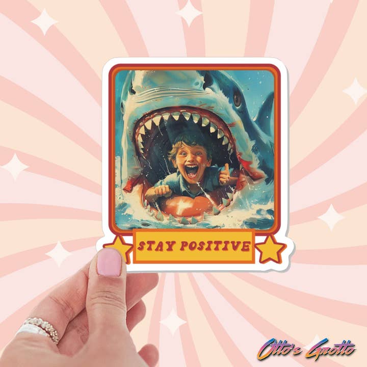 Otto's Grotto - Wholesale Sticker - Funny Retro Eighties Educational Stickers - STAY POSITIVE - Spoof Learning Series Sticker for 80s Kids