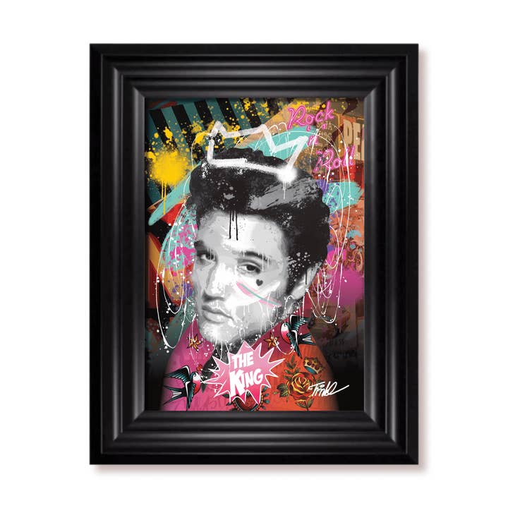 Impression artistique de Ferenc Trinkl d'Elvis le roi pour la vente par memory Box