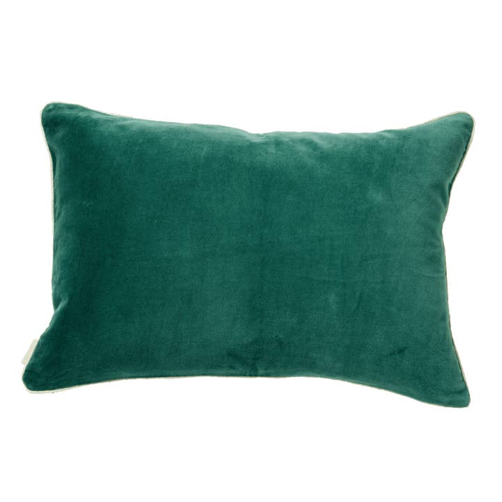 Bonheur du Jour - Wholesale Throw Pillow Cover - Indian flower printed cushion cover with green velvet