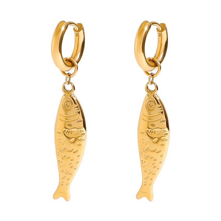 LOUIZ earrings with fish pendant for wholesale by LOUIZ