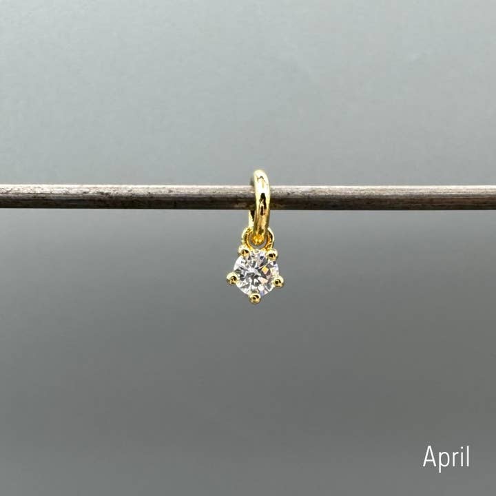 Something Silver - Vente Breloques/médailles personnalisées - Charms Mini Ronds en Or avec Pierre de Naissance3