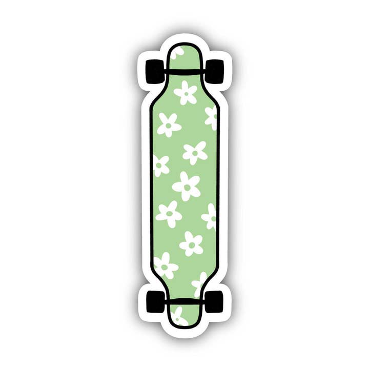 Green Floral Longboard Aesthetic Sticker for wholesale by Big Moods