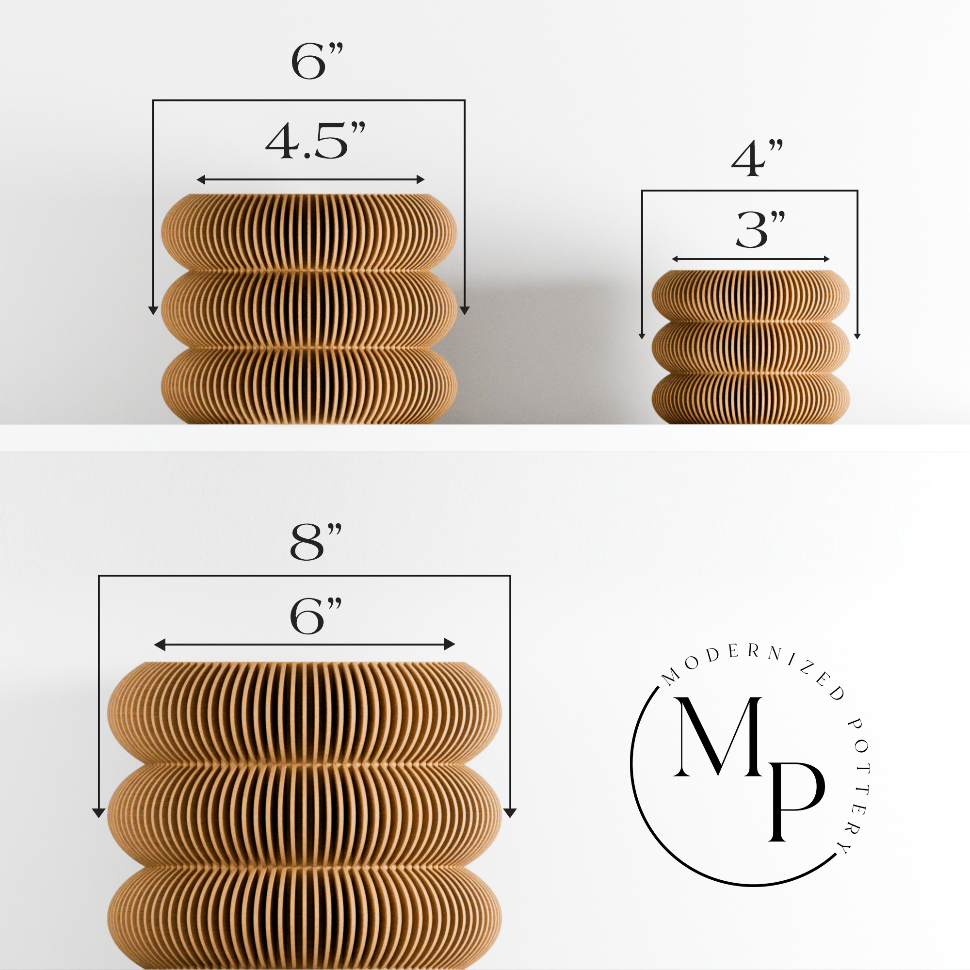 Modernized Pottery - Vente Pot - Cache-pot Triple BULLÉS avec système de drainage en spirale4