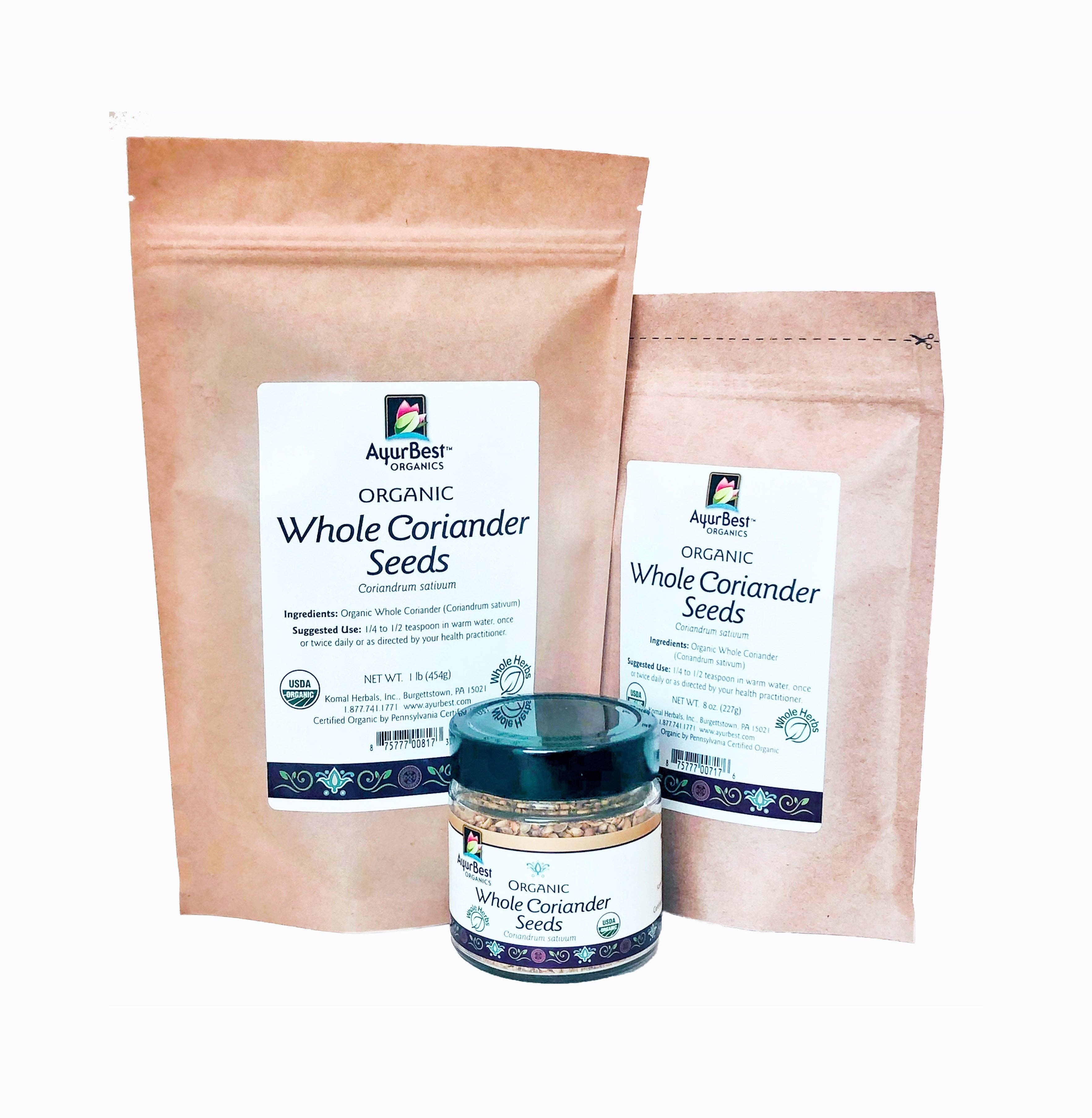 Komal Herbals, Inc - Wholesale Herbs - Wholesale Spices & Herbs - Coriander Seed Whole, Organic 1lb (4554g) Bag2