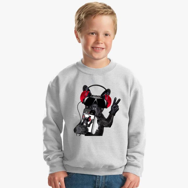 Sweatshirt de moletom estampado CÃO CAPACETE por atacado de red white