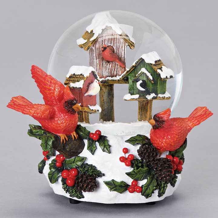 Musical Cardinals & Holly Glitterdome for wholesale by Roman