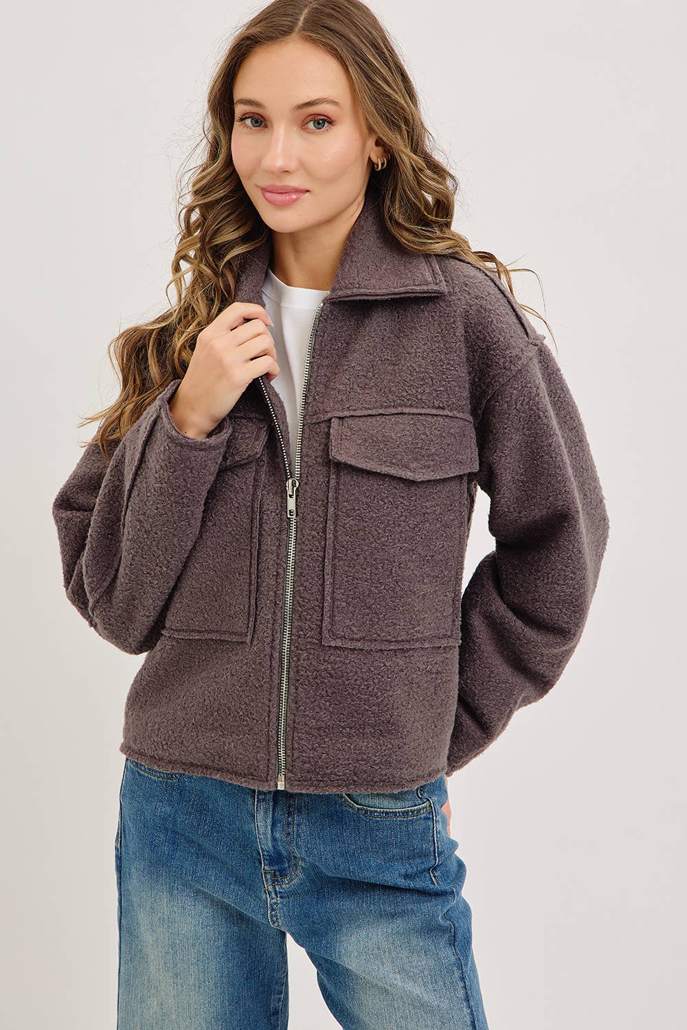 Sweet Lovely by Jen - Wholesale Bomber Jacket - Women's - TEXTURED BOMBER JACKET/OUTERWEAR 11