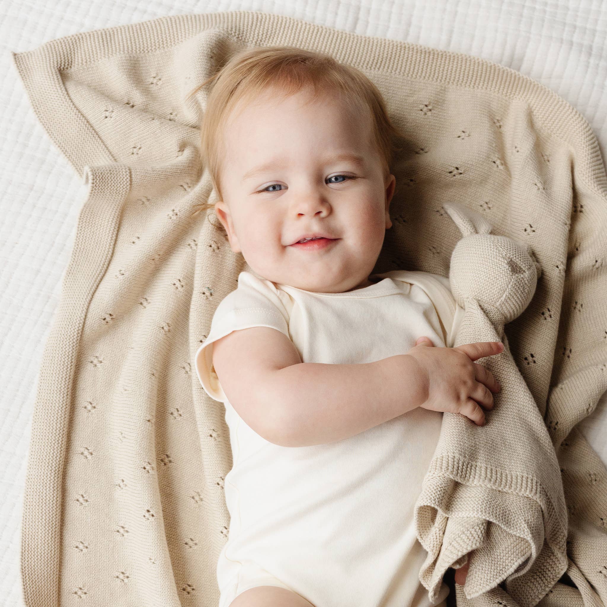 The Blueberry Hill - Wholesale Bedding Blanket - Kids & Baby - Heirloom Pique Blanket Birch Organic Cotton Embroidery Blank2
