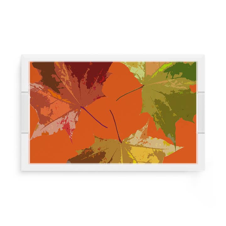 Autumn Leaves Orange Acrylic Rectangle Decorative Tray for wholesale by Nicolette Mayer Collection