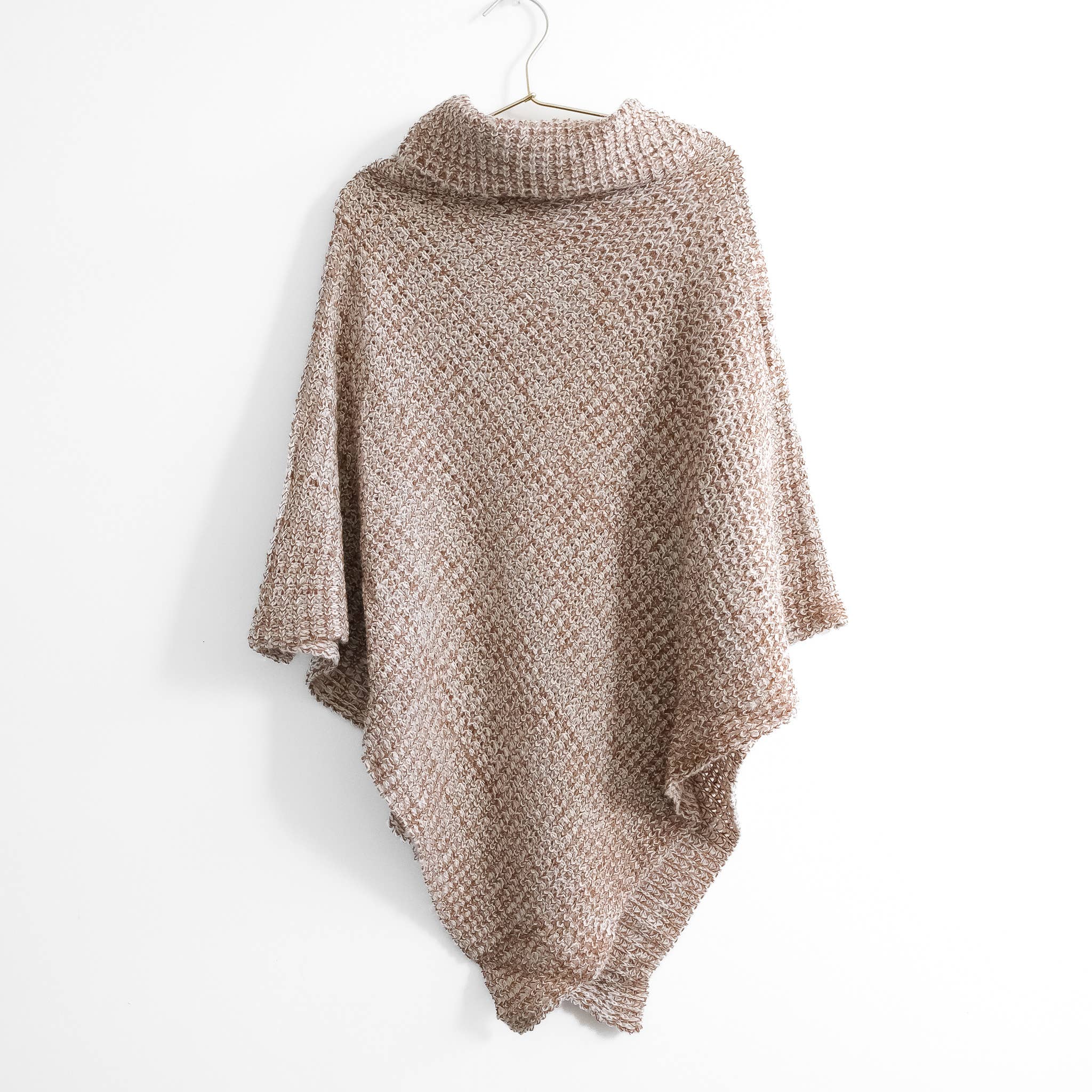 Karma Nepal Crafts - Wholesale Poncho - Women's - Hand Knit Turtle Neck Two Way Fall/Winter Poncho13