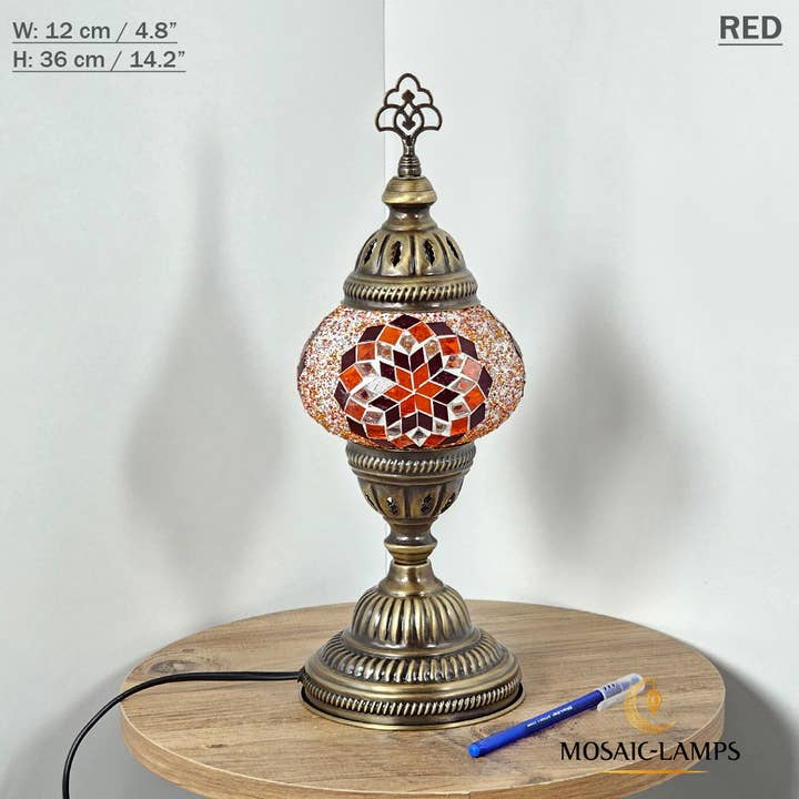 Mosaic Lamps - Wholesale Accent/desk lamp - 10+ Colors - Turkish Mosaic Medium Globe Table Lamp, Handmad37