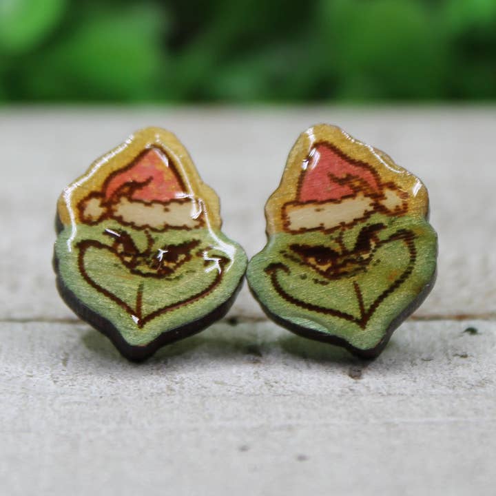 Santa Hat Grinch Stud Earrings for wholesale by Hylidae Boutique