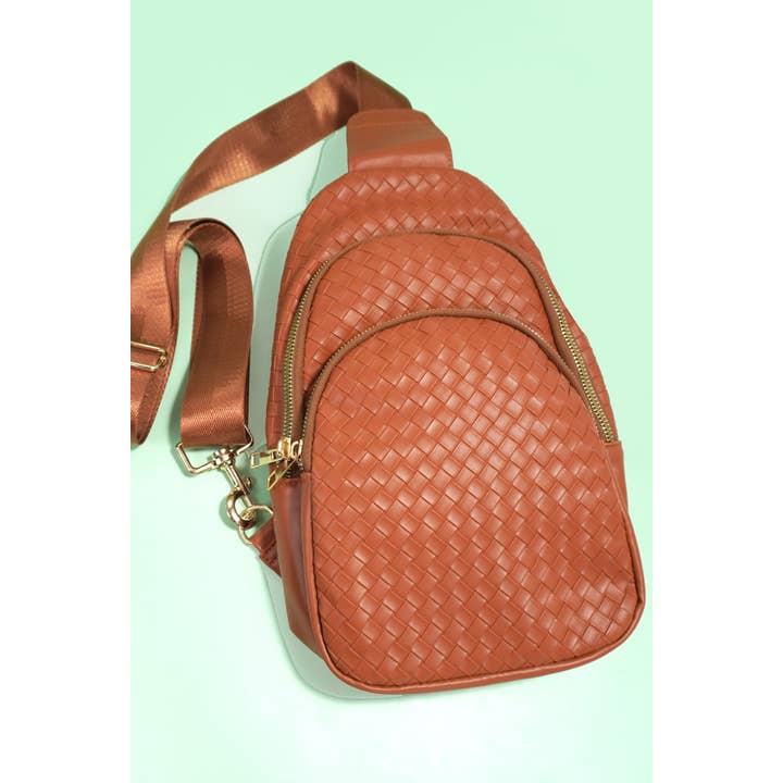 JOSSLYN by wall to wall - Wholesale Crossbody Bag - Unisex - BRAIDED WEAVE VEGAN SLING CROSSBODY STADIUM BAG | 40P5428