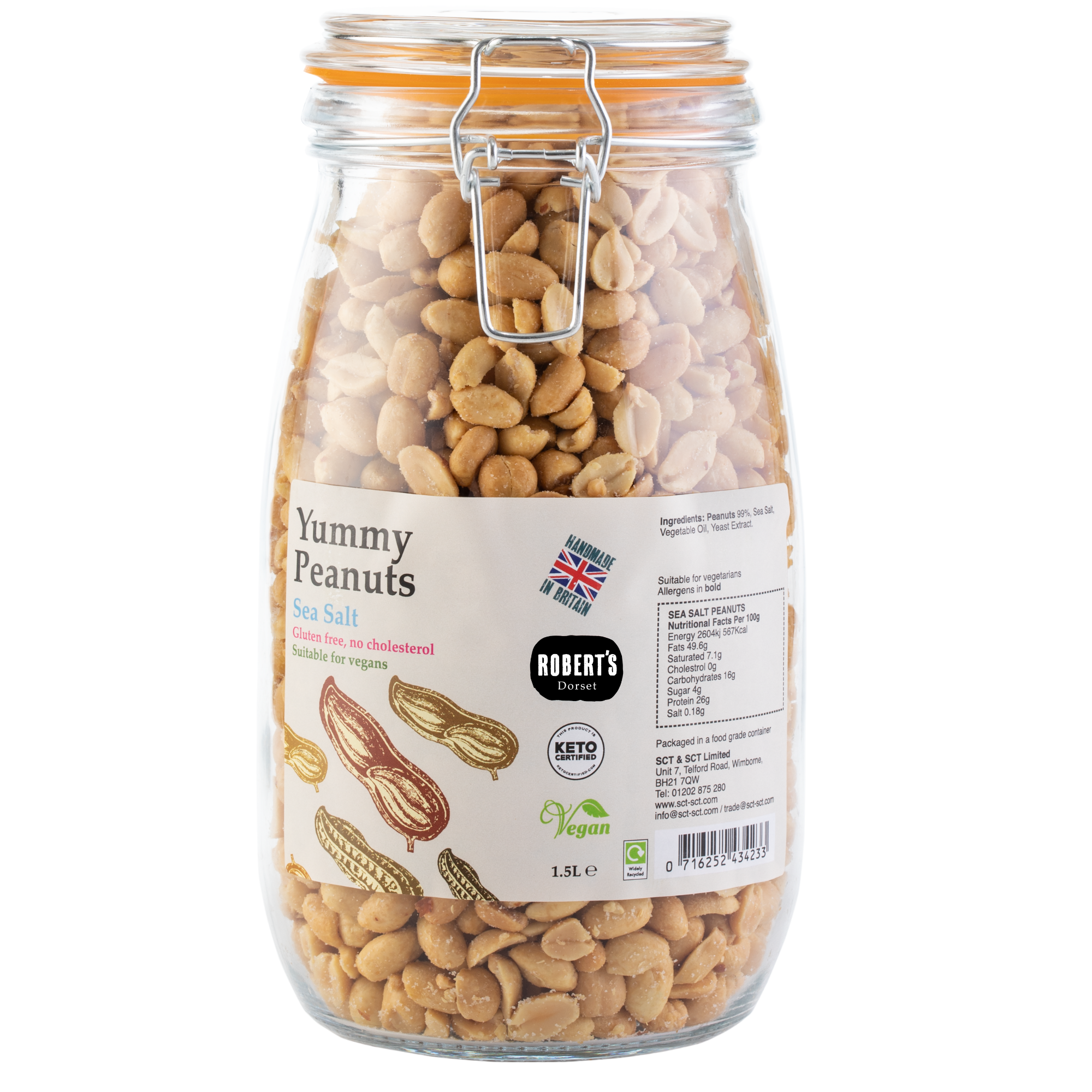 Robert’s Dorset – wholesale Nuts – Yummy Peanuts 1.5L / 1Kg Glass Jar 8