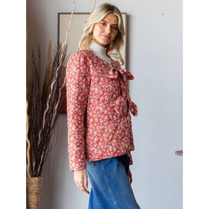 Veveret - Wholesale Jacket - Women's - Floral Quilt Front Ribbon Jacket14