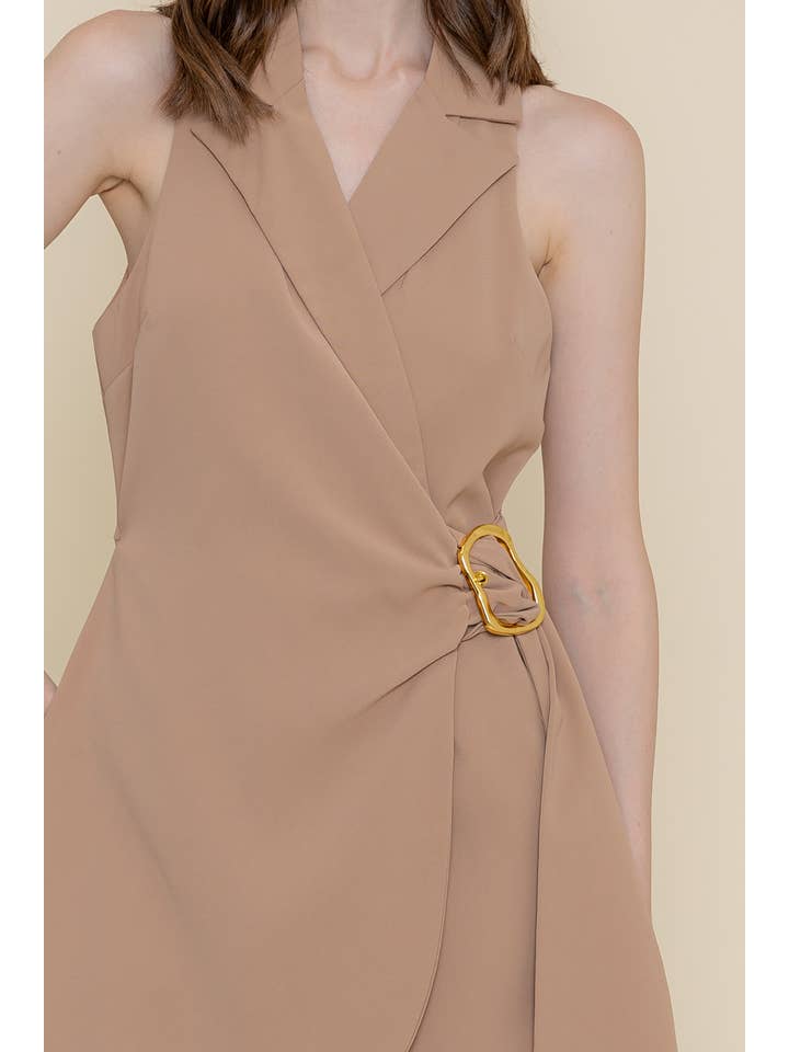 Fore Collection - Wholesale Romper - Women's - NON-SLEEVES BLAZER STYLE SHORTS JUMPSUIT-PI6130FO18