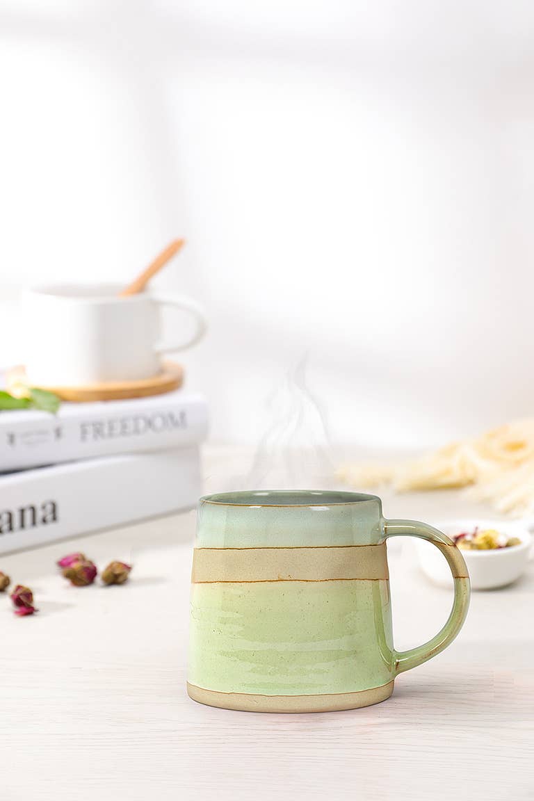 Abbott - Wholesale Coffee Mug - Blu/Grn Rustic Style Mug-4"H(14oz)2