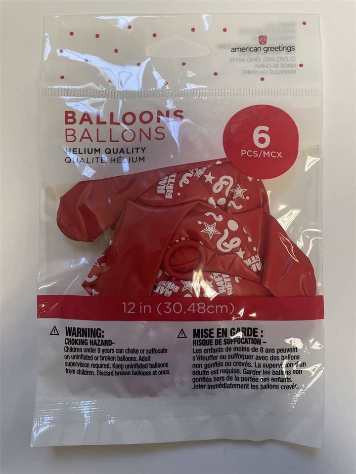 Balloon Happy Birthday Red 6ct | AGPTY | 6734957 for wholesale by DICKENS INC.