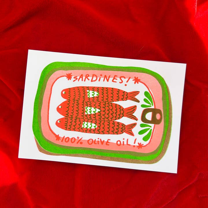 Sardine Tinned Fish Riso Print for wholesale by Alex Luciano