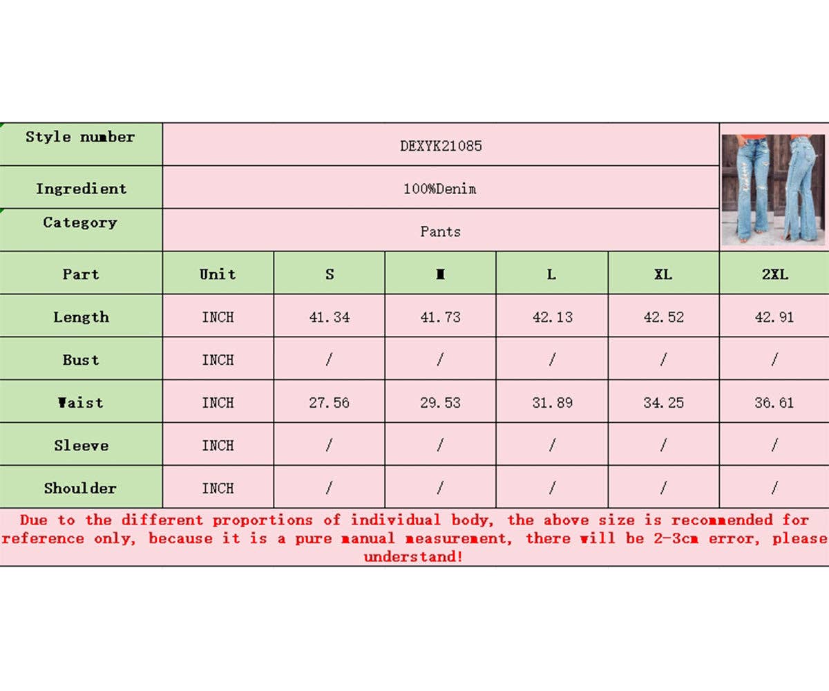 Light Blue High-Waist Distressed Split Hem Jeans for wholesale on Faire5