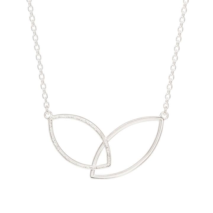 Double Leaf Wide Necklace - Bright Sterling- Large for wholesale by The Smithery