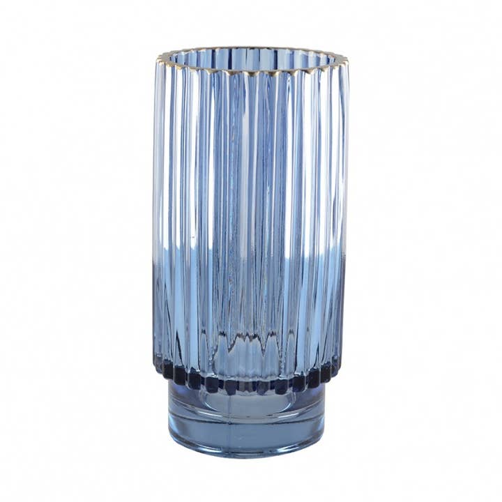 AULICA - Vendita all'ingrosso Vasi - Vaso blu scuro bordo dorato h.20cm0