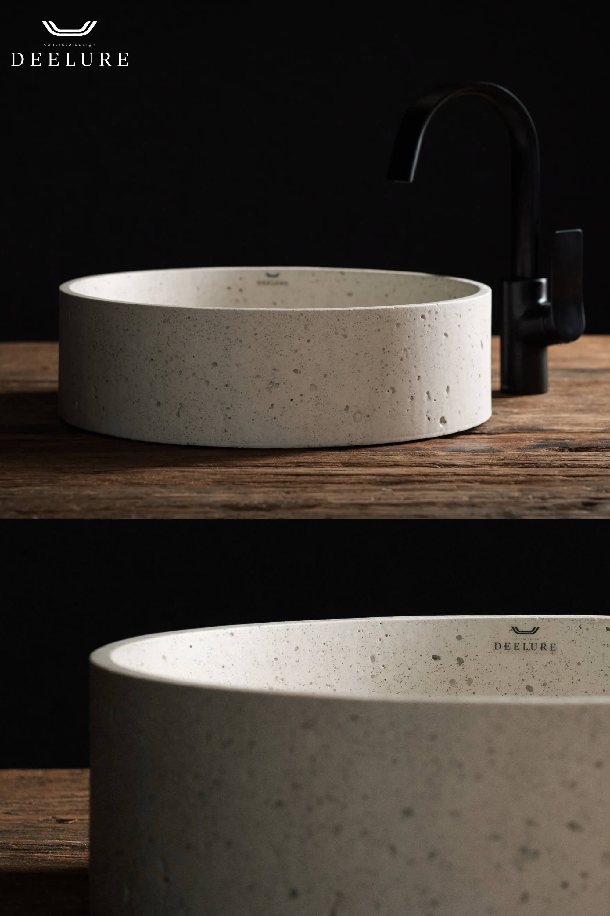 deelure - Wholesale Bathroom Accessory Set - DEELURE - “Round” concrete washbasin in many colors0