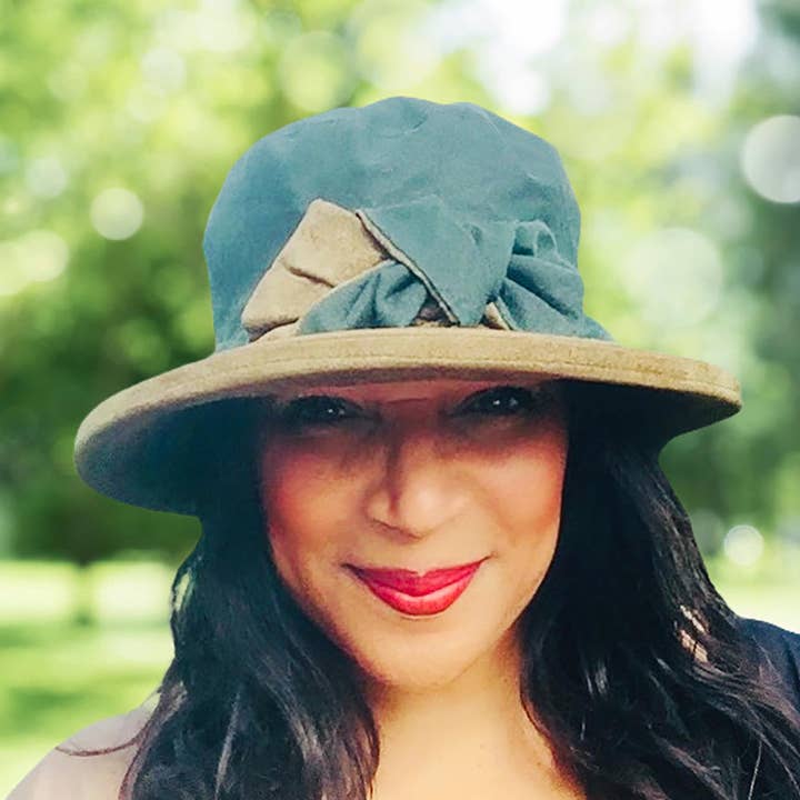 Peak & Brim Hats - Wholesale Boater Hat - Women's - Zara Smart Forest Green Waxed Rain Hat, Waterproof, Folding