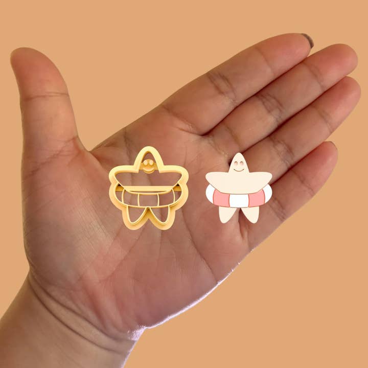 Starfish in a Lifebuoy Polymer clay cutter for wholesale by Roussell Prints and Demand LLC