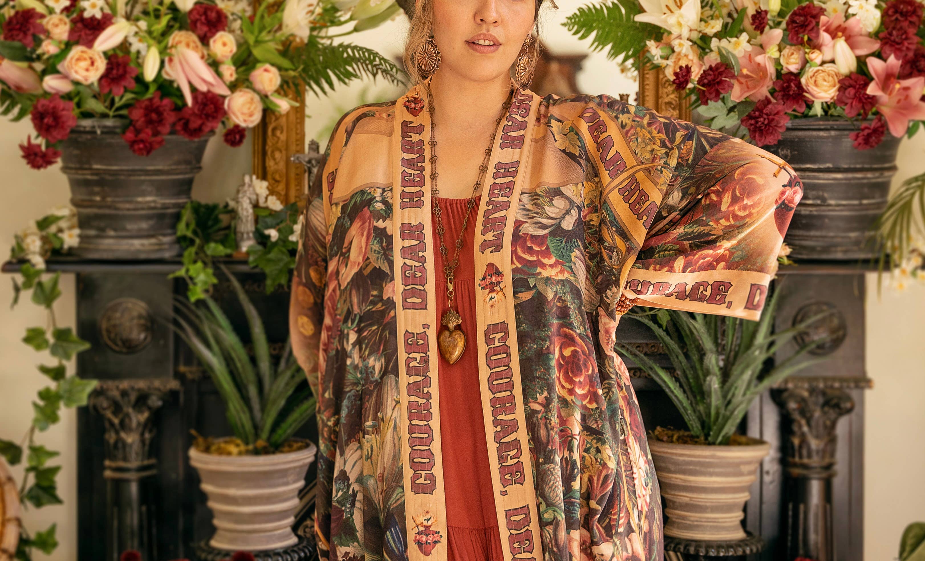 Market of Stars (USA) - Wholesale Kimono - Women's - Courage Dear Heart Opera Duster Kimono Robe w/ Sacred Heart17